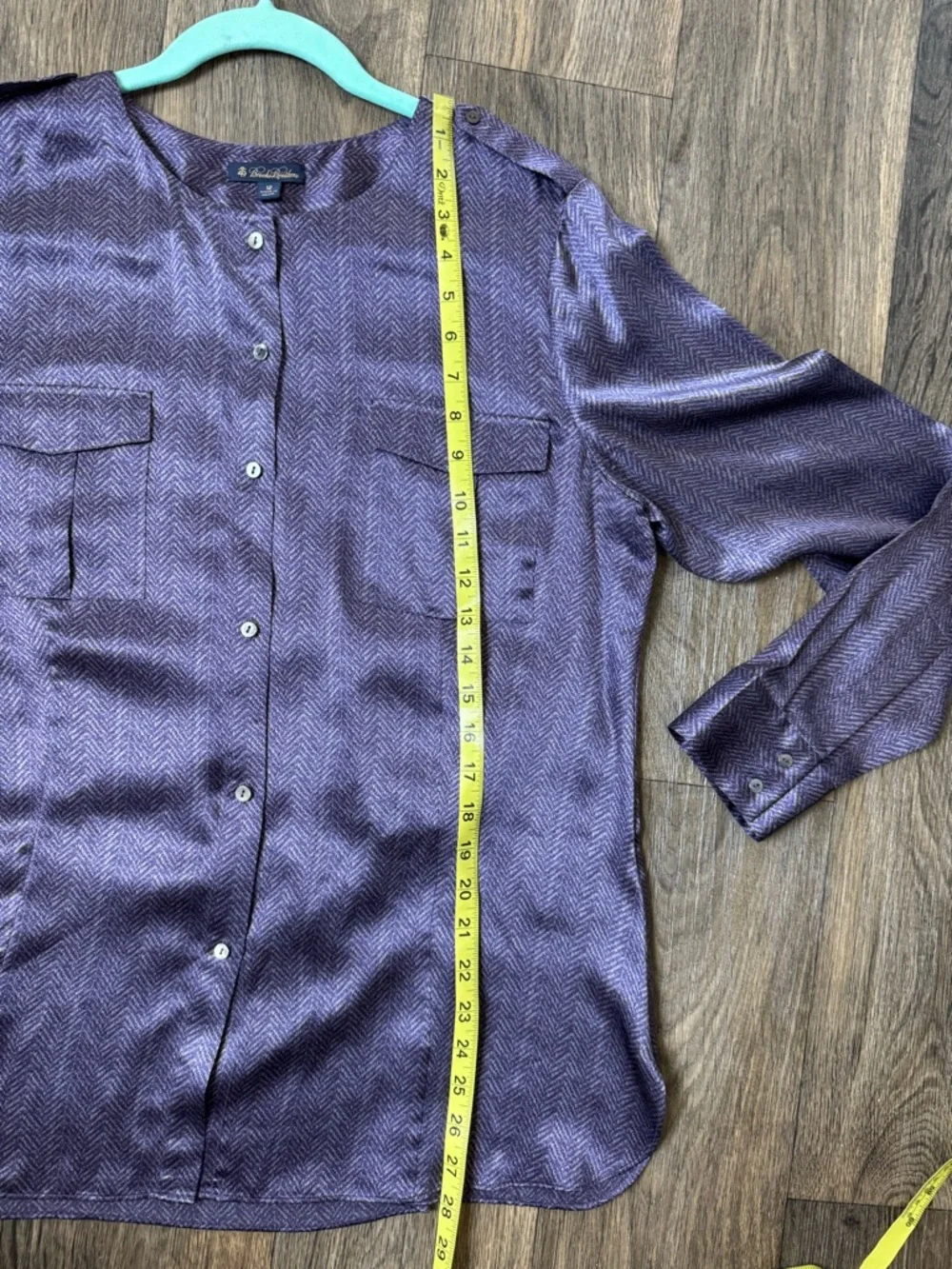 Brooks Brothers 100% Silk Lavender Herringbone Button Front Blouse